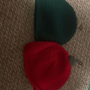 Red and Green Knit Beanies